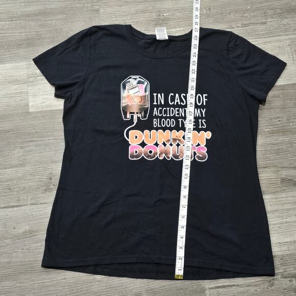 Fruit Of The Loom Blood Type Is Coffee Dunkin’ Donuts Short Sleeved Shirt Top - Picture 5 of 6